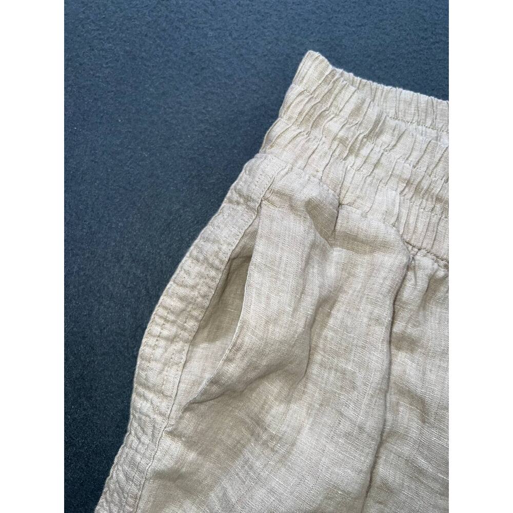 Quince 100% Linen Wide Leg Pants Tan Elastic Waist Large A009927 - Picture 2 of 9
